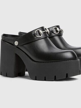 NWB Gucci GG Horsebit Real Betis Platform Clogs Mules Black Leather 834759
